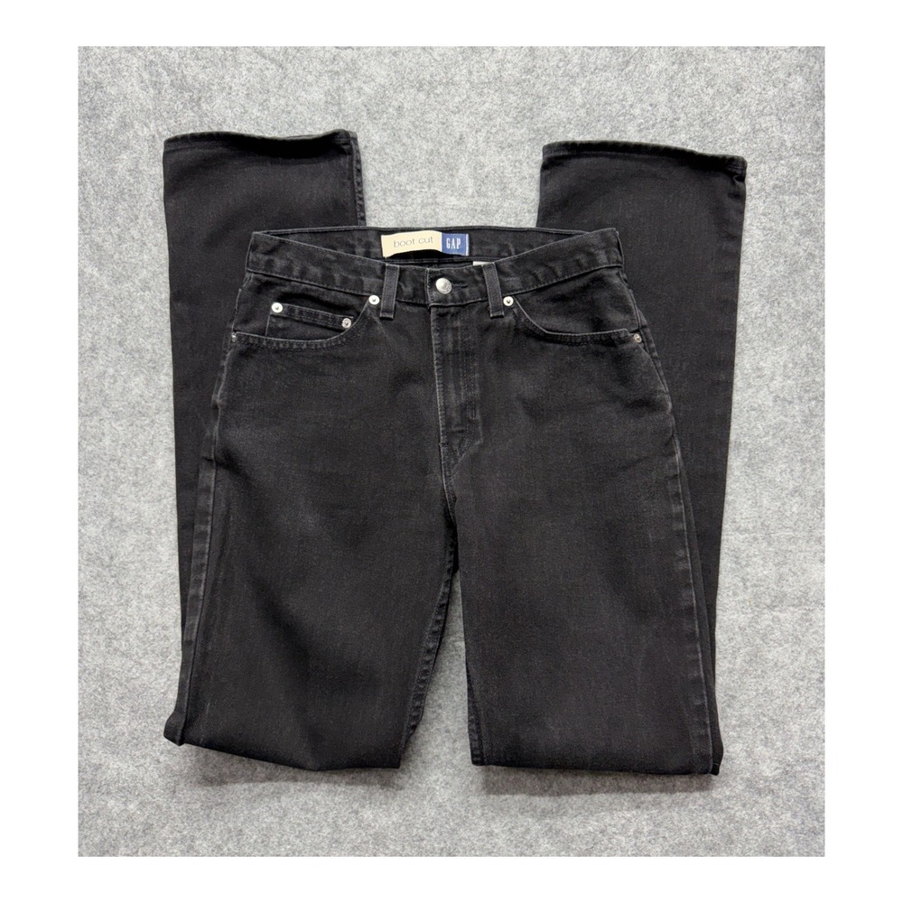 Vintage Gap Boot Cut Jeans Black Denim High Rise 100% Cotton 8 Long